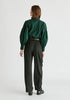 Belted Wide Leg Trousers with Box Pleats in Charcoal Back